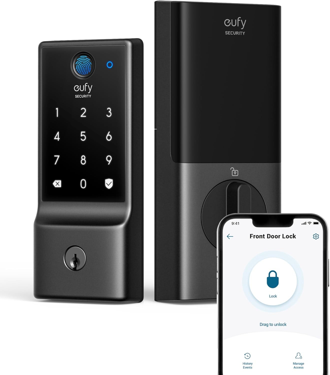 Smart Lock C220 - Keyless Fingerprint Entry with Wi-Fi & App Control, 8-Month Battery, IP53 Waterproof, BHMA Grade 3 Security