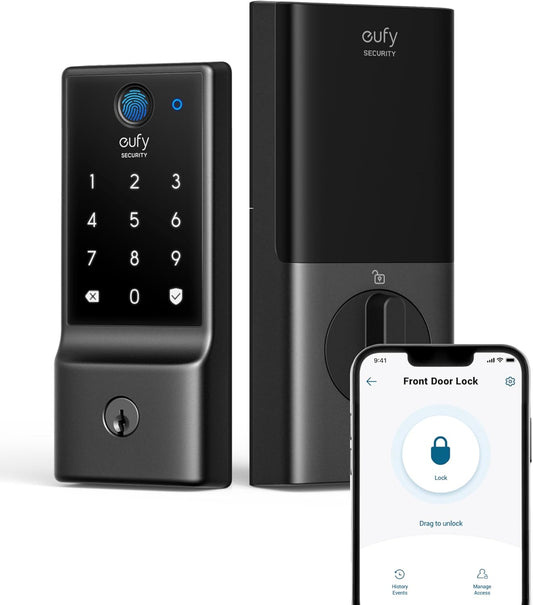 Smart Lock C220 - Keyless Fingerprint Entry with Wi-Fi & App Control, 8-Month Battery, IP53 Waterproof, BHMA Grade 3 Security