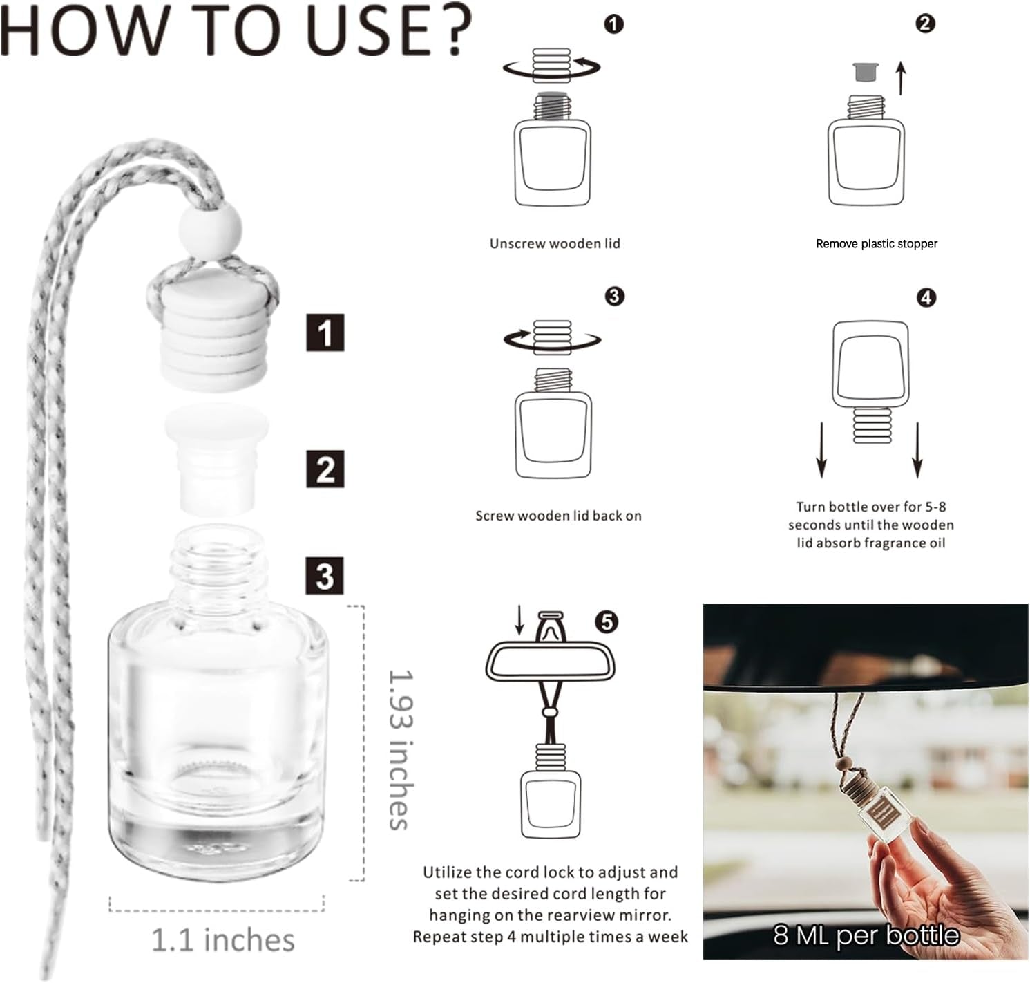 Vanilla Cream Car Air Freshener Diffuser - 2 Pack, Long Lasting 45+ Days, Made in USA