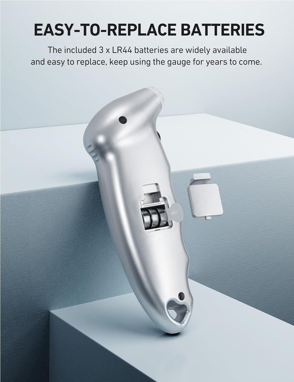 Digital Tire Pressure Gauge 0-150PSI - Accurate to 0.1 PSI, Backlight LCD, Presta Valve Adaptor - Perfect Stocking Stuffer for Cars, Trucks, and Bicycles - Sleek Silver Design