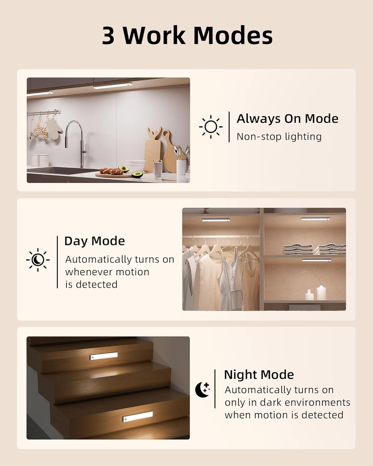 6-Pack Rechargeable Under Cabinet Lighting with Motion Sensor, Remote Control, Dimmable Features, and Integrated Charging Station for Kitchen, Closet, and Stair Use