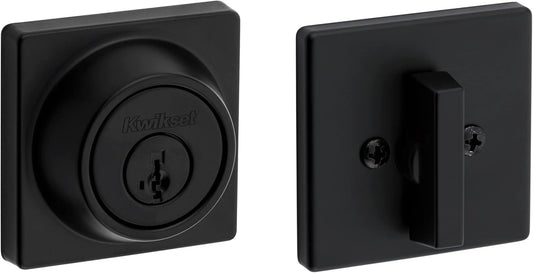 Contemporary Matte Black Deadbolt Lock - Keyed Front Entry, Pick Resistant Smartkey Security, Single Cylinder Design