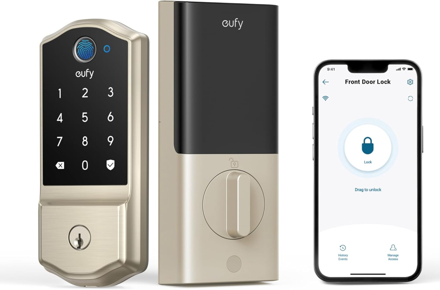Smart Lock C220 - Keyless Fingerprint Entry with Wi-Fi & App Control, 8-Month Battery, IP53 Waterproof, BHMA Grade 3 Security