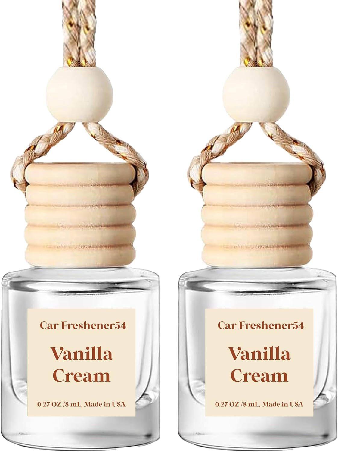 Vanilla Cream Car Air Freshener Diffuser - 2 Pack, Long Lasting 45+ Days, Made in USA