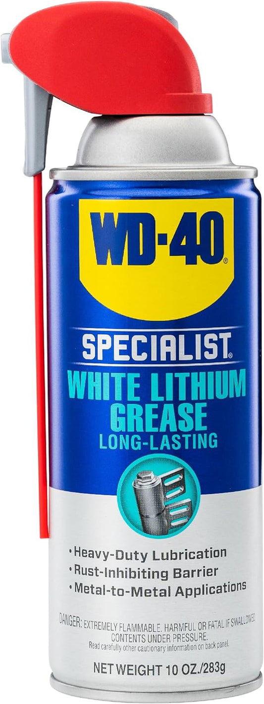 Versatile White Lithium Grease Spray with Dual-Action SMART STRAW - 10 oz