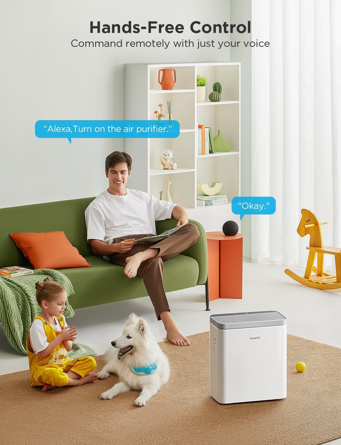 Advanced Smart Air Purifier for Large Rooms, Coverage up to 1046 Sq Ft, PM2.5 Monitoring, Sleep Mode, 3-in-1 Filtration System with App and Alexa Integration for Pet Hair, Odors, Pollen, and Smoke Removal