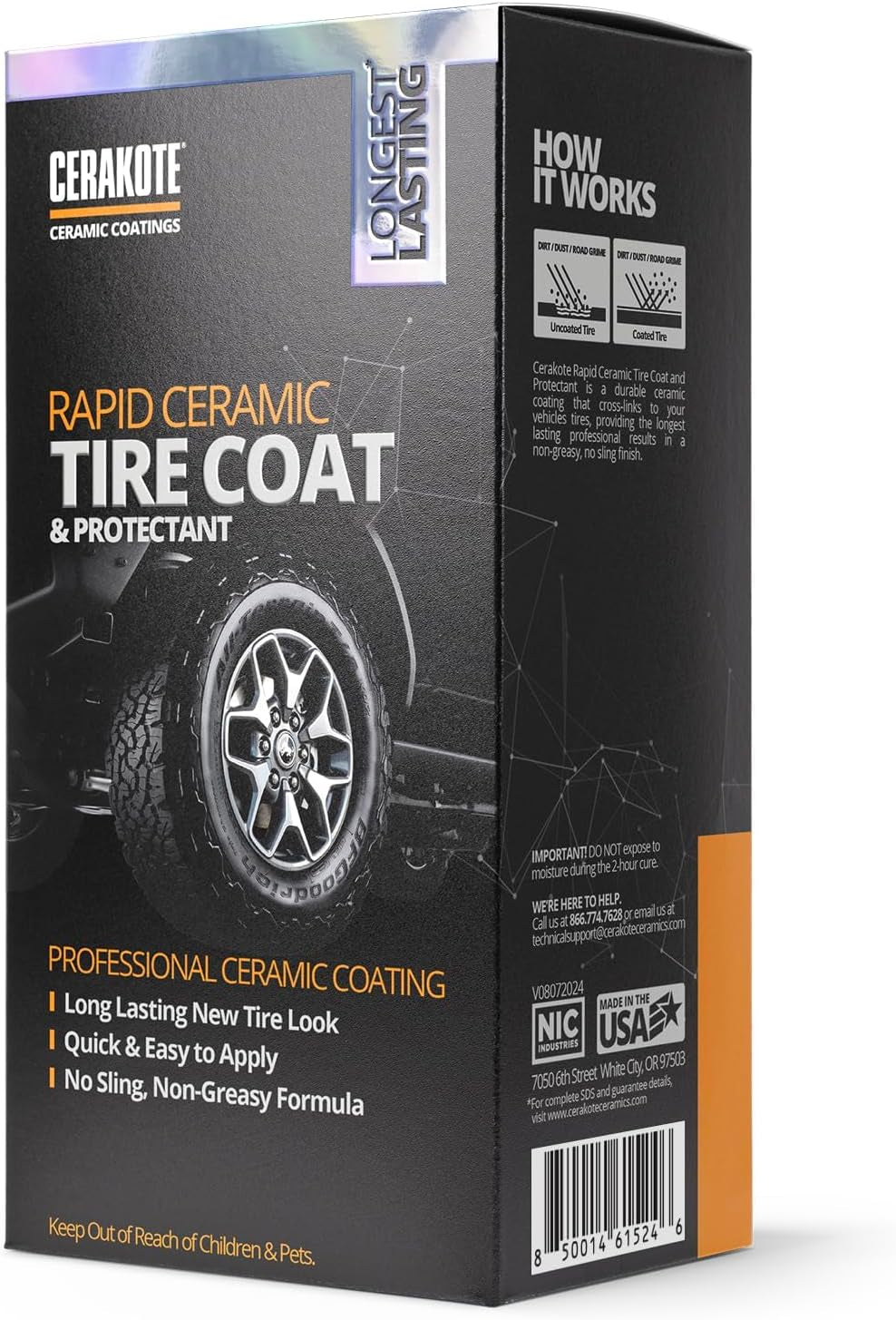 Ultimate Rapid Ceramic Tire Coat – Long-Lasting Deep Black Shine for Cars, Trucks & SUVs – No Sling, Non-Greasy Formula – Easy Application (10Oz)