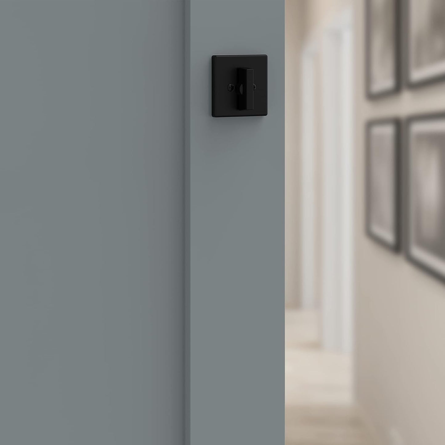 Contemporary Matte Black Deadbolt Lock - Keyed Front Entry, Pick Resistant Smartkey Security, Single Cylinder Design
