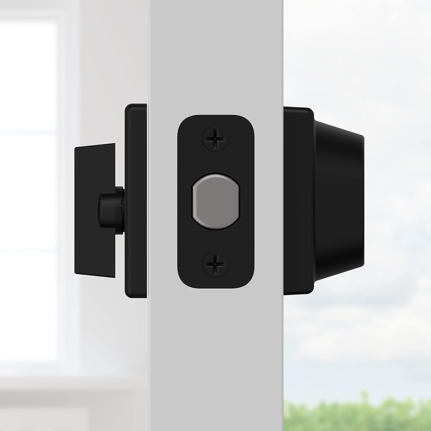 Contemporary Matte Black Deadbolt Lock - Keyed Front Entry, Pick Resistant Smartkey Security, Single Cylinder Design