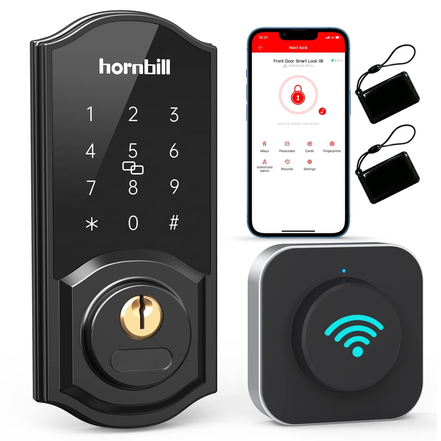 Smart Wifi Deadbolt Lock - Keyless Entry with App & Touchscreen, Works with Alexa & Google, Ideal for Airbnb - Matte Black Finish