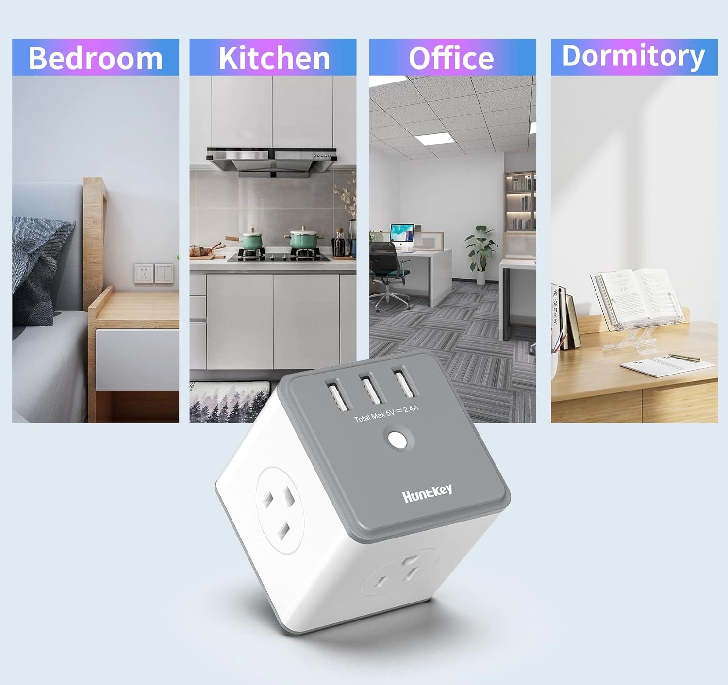 Multi-Outlet Wall Adapter with USB Charging Ports - 4 AC Outlets and 3 USB Ports for Home, Office, and Travel