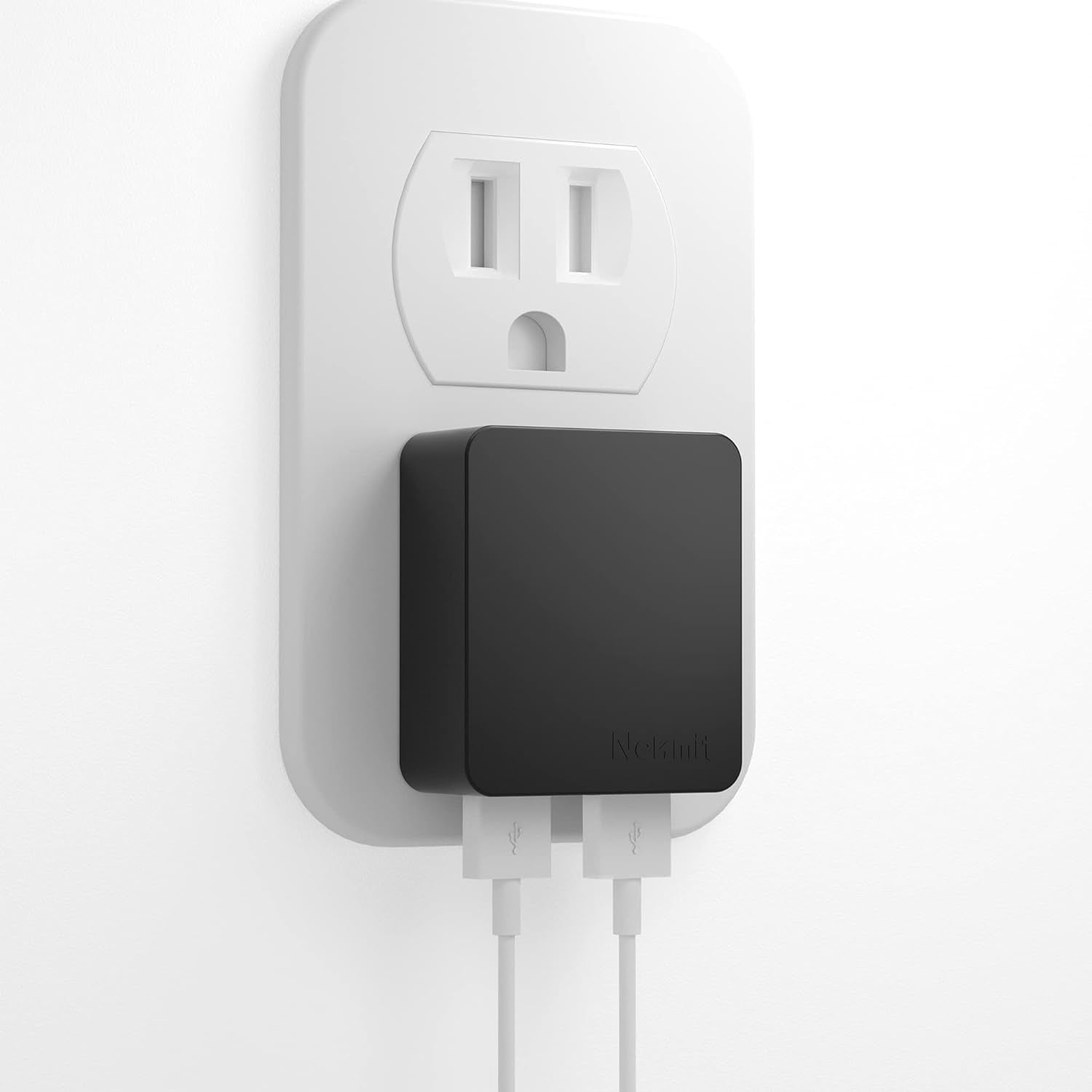 Dual Port Ultra-Slim Flat USB Wall Charger with Smart IC Technology, White