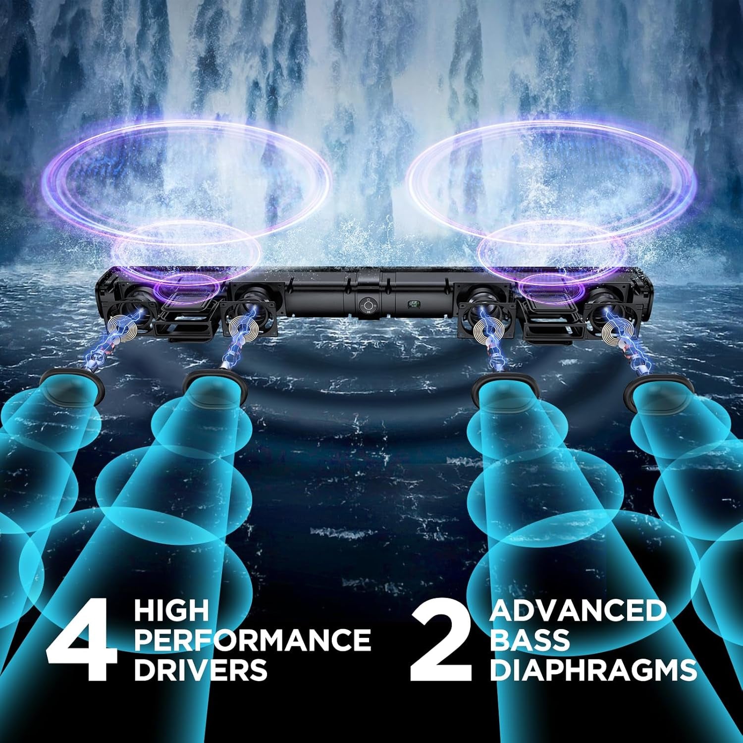 Premium Sound Bar for Smart TVs - Bluetooth, ARC, Optical, and AUX Connectivity, Auto Volume Boost, 3 Equalizer Modes, 2-in-1 Detachable Design for TVs, PCs, Gaming, and Projectors