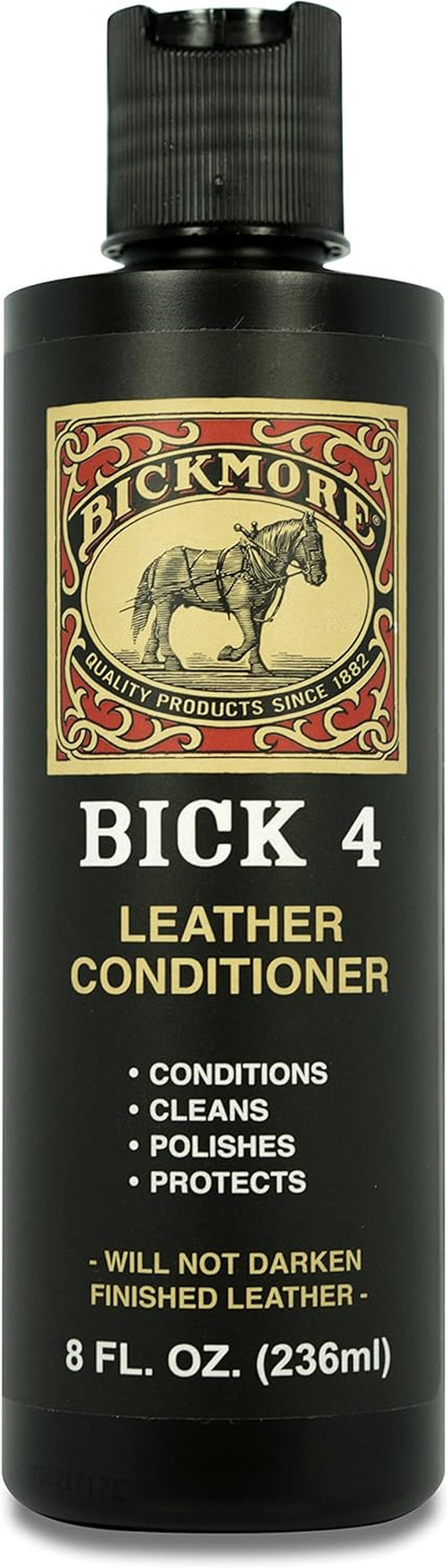 Bick 4 Leather Conditioner & Cleaner 8 Oz - Non-Darkening Formula for All Leather Types - Safe for Apparel, Furniture, Shoes, and Accessories