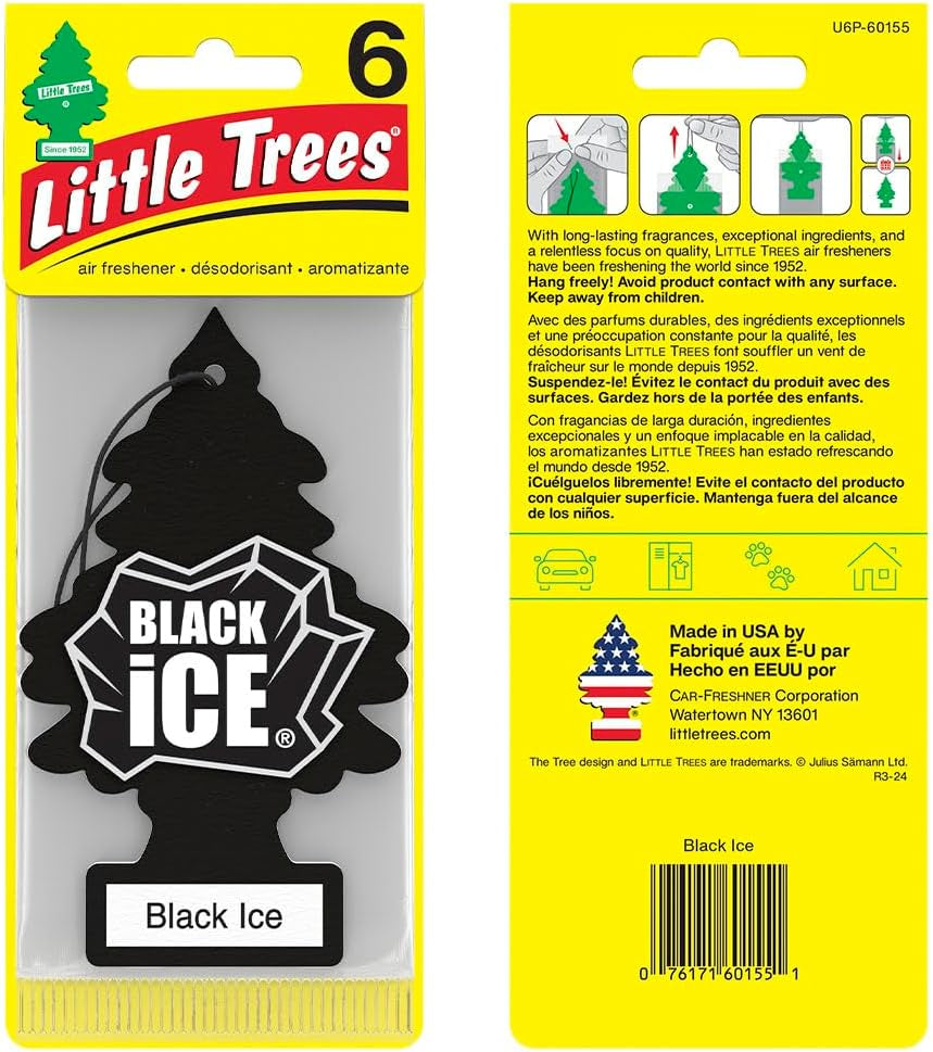 Long-Lasting Black Ice Car Air Freshener - 24 Hanging Tree Scents for Auto & Home