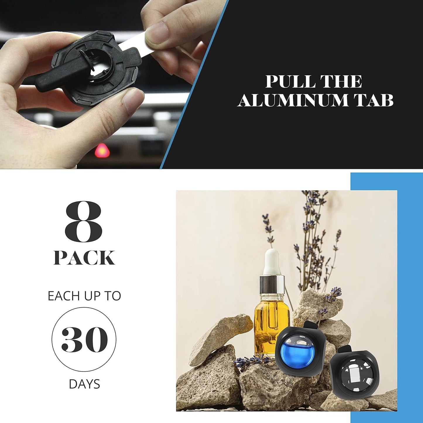 Ultimate Car Air Freshener Vent Clips - 8 Pack with 6 Ocean & 2 New Car Scents, Lasts Up to 240 Days, Perfect Odor Eliminator for Men & Women