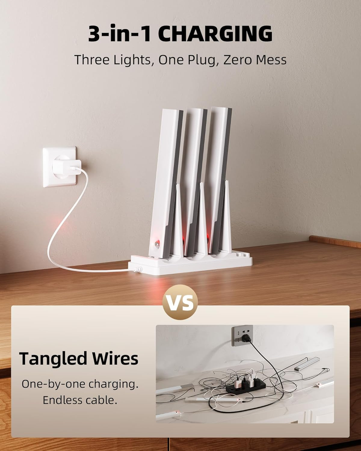 6-Pack Rechargeable Under Cabinet Lighting with Motion Sensor, Remote Control, Dimmable Features, and Integrated Charging Station for Kitchen, Closet, and Stair Use