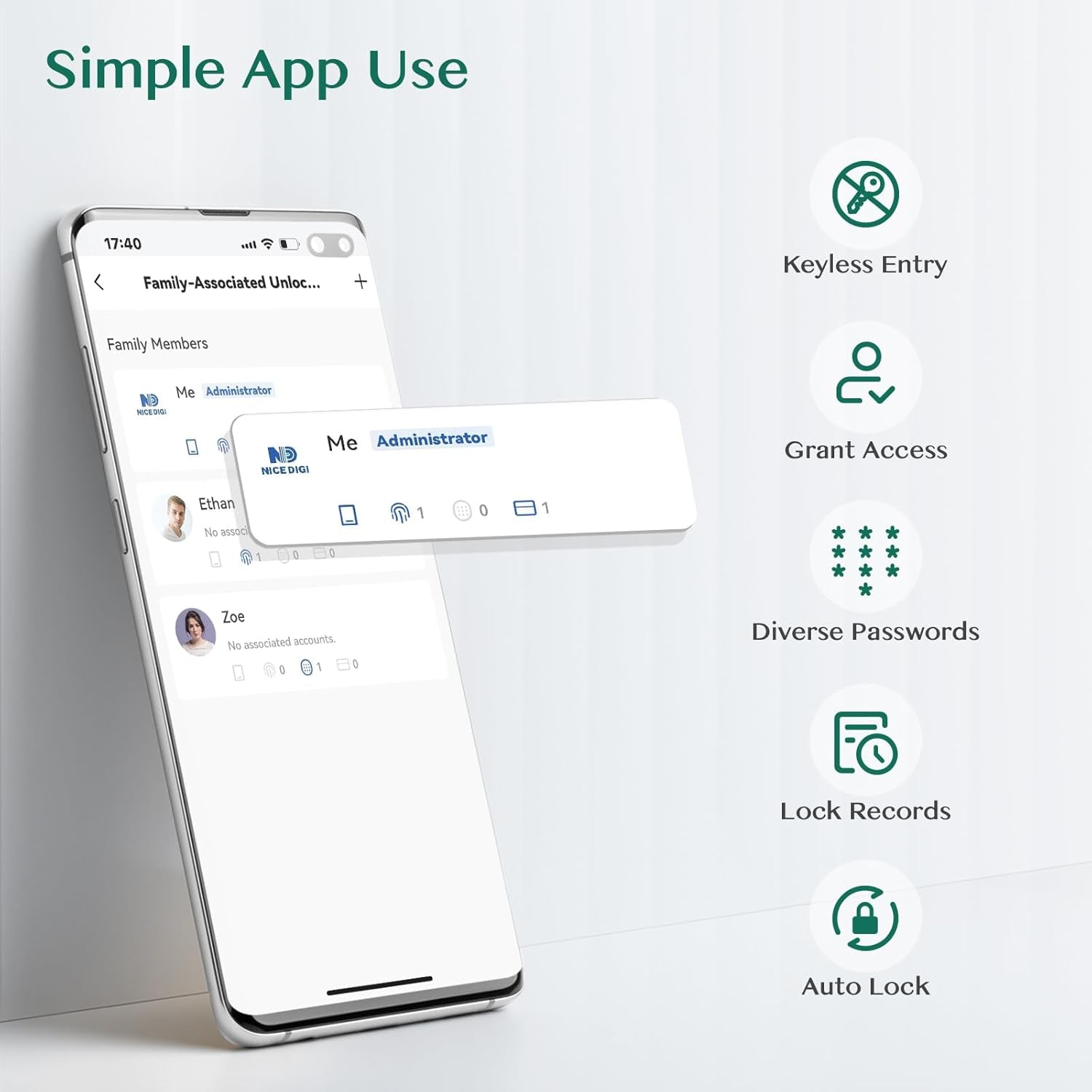 Smart Keypad Door Lock with Fingerprint Access & Remote Passcode Generation - Easy Installation Knob Lock for Front Doors