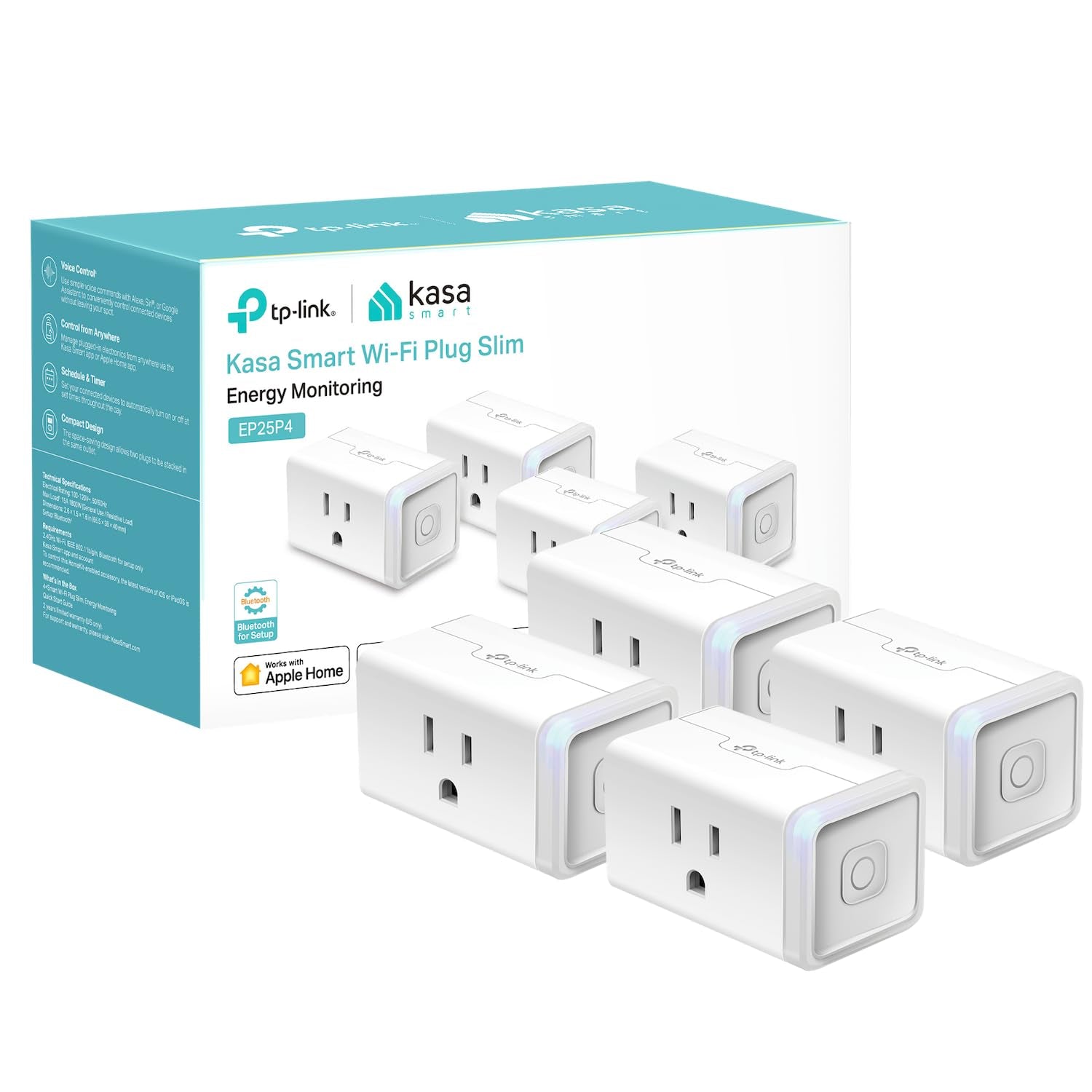 Mini Smart Plug (15A) - Apple HomeKit Compatible, Works with Siri, Alexa & Google Home, UL Certified, App Control, Scheduling & Timer, 2.4G WiFi Only, Pack of 4, White