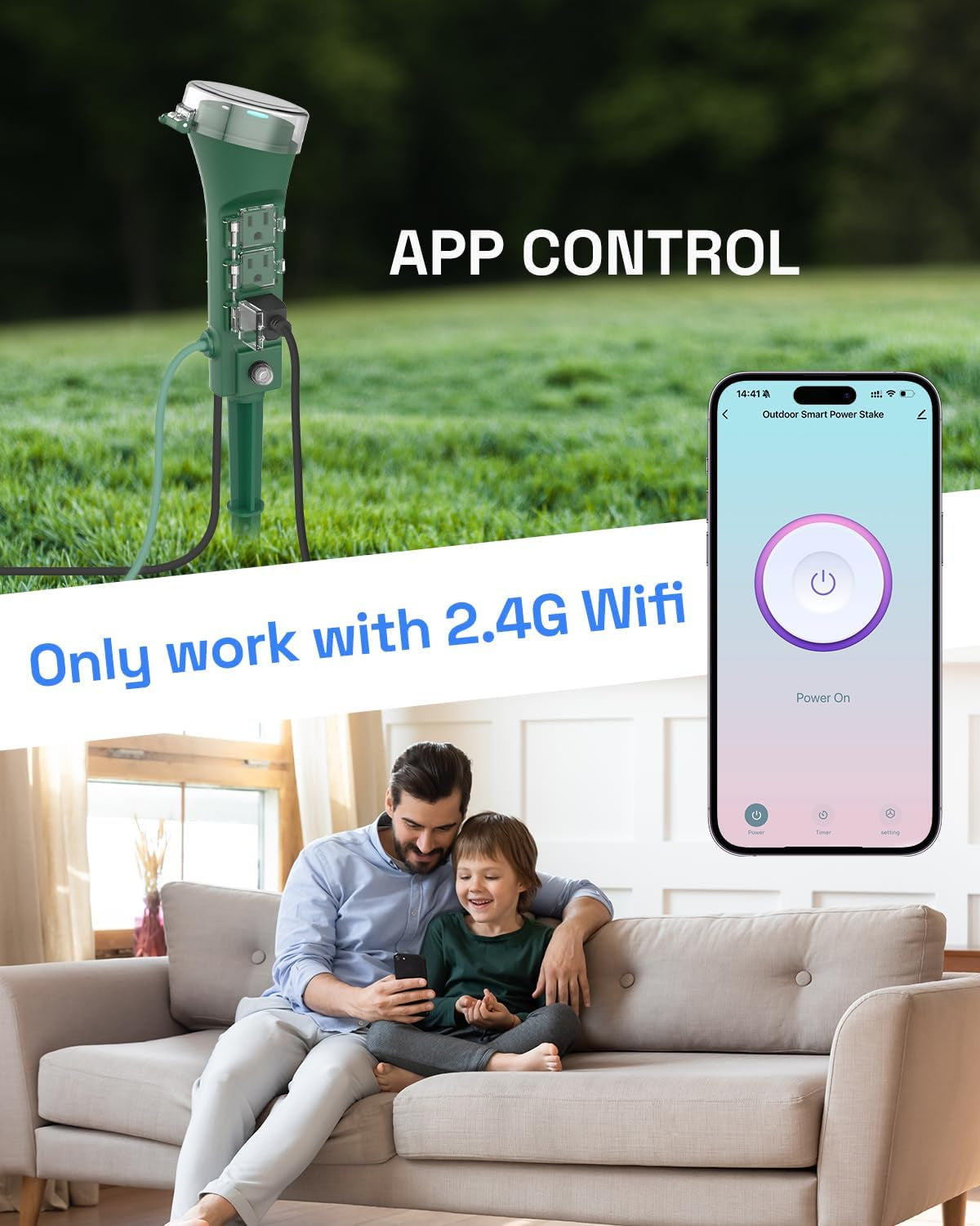 Ultimate Outdoor Smart Plug - Waterproof WiFi Outlet Timer with 6 Grounded Outlets, Remote & Voice Control, Compatible with Alexa & Google Assistant, No Hub Needed