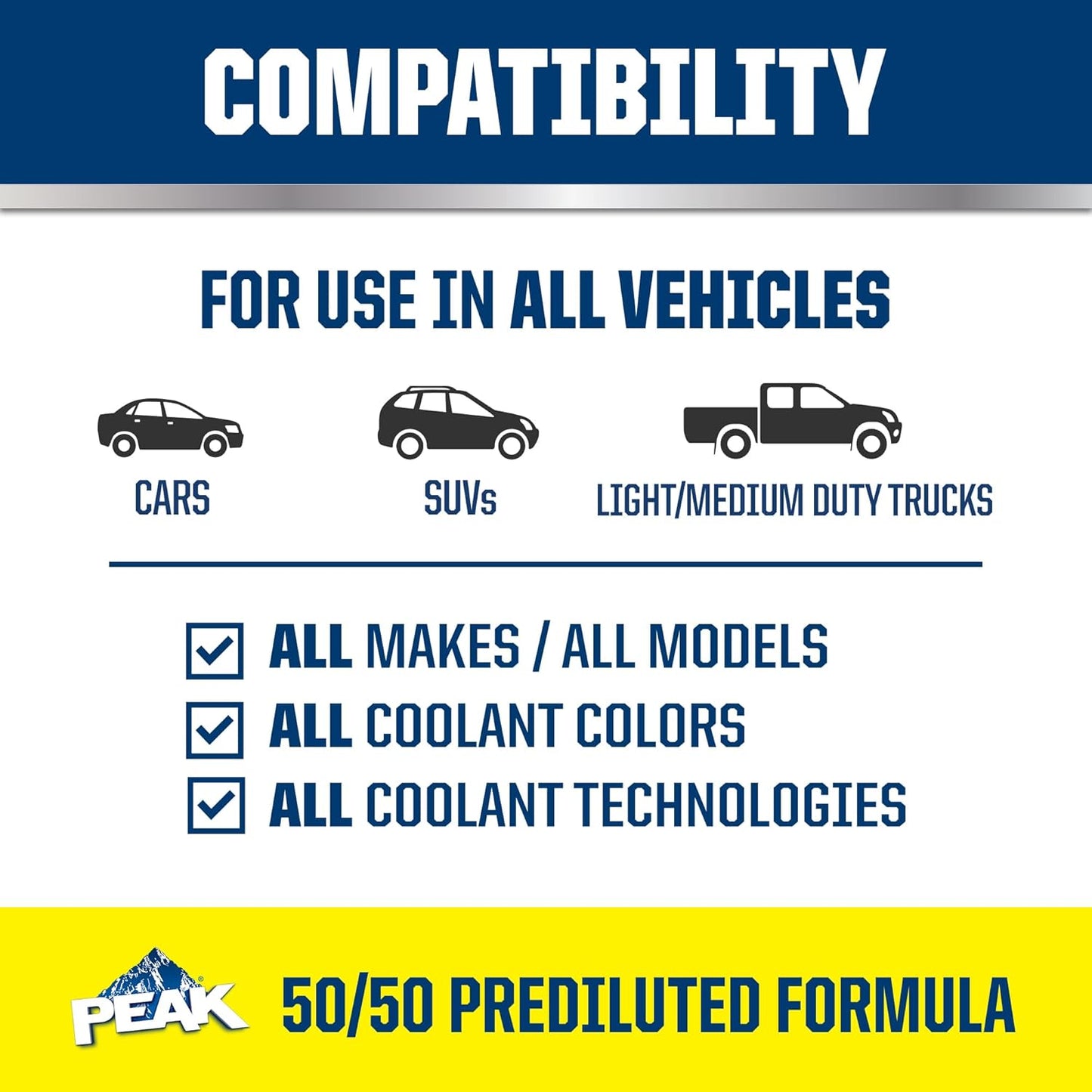 Premium 50/50 Prediluted Antifreeze & Coolant - Year-Round Engine Protection for All Vehicles, 1 Gallon