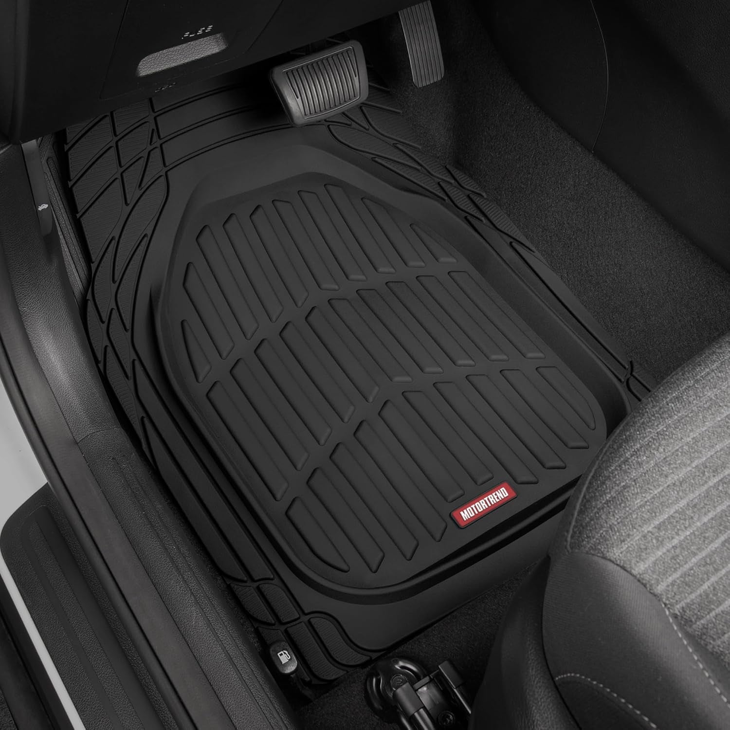 Heavy Duty Black Rubber Floor Mats - MT-923-BK Flextough Contour Liners for Cars, SUVs, Trucks & Vans - All Weather Protection, Universal Fit
