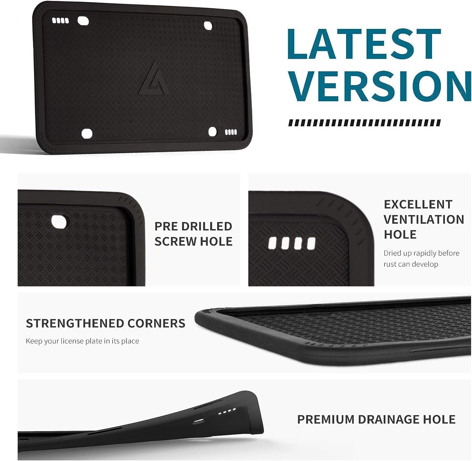 Premium Black Silicone License Plate Frames - 2 Pack, Universal Rust-Proof & Weather-Resistant Car Accessories