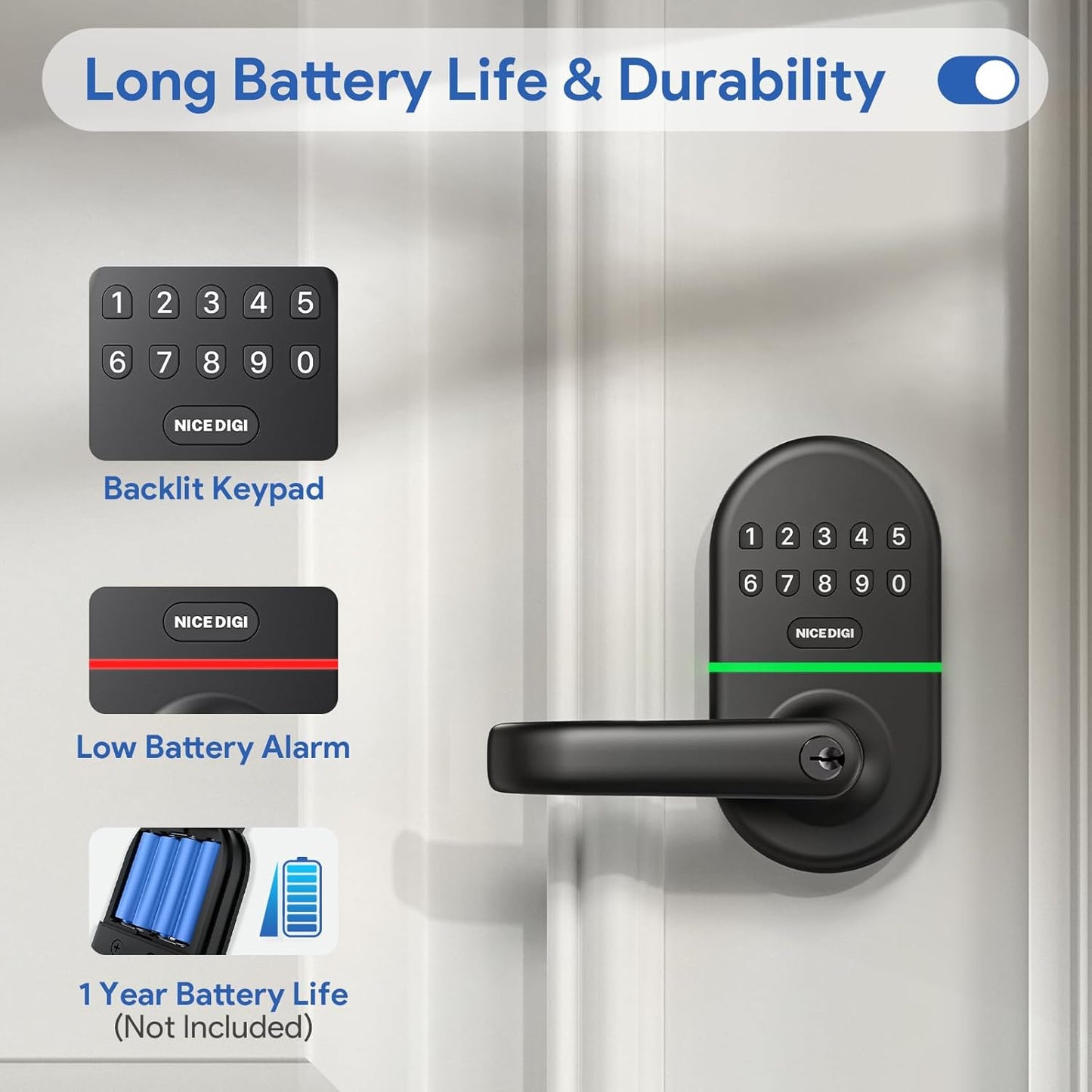 Upgrade Your Home Security: Smart Keypad Door Lock with Handle - Keyless Entry & Easy Installation!