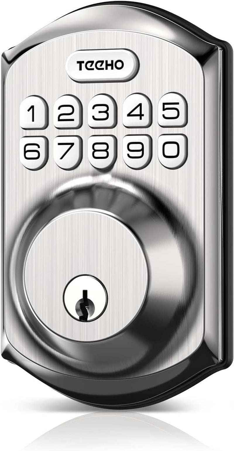 Smart Keyless Entry Door Lock with Keypad - Satin Nickel Deadbolt with Auto Lock & Easy Installation - Includes 2 Keys