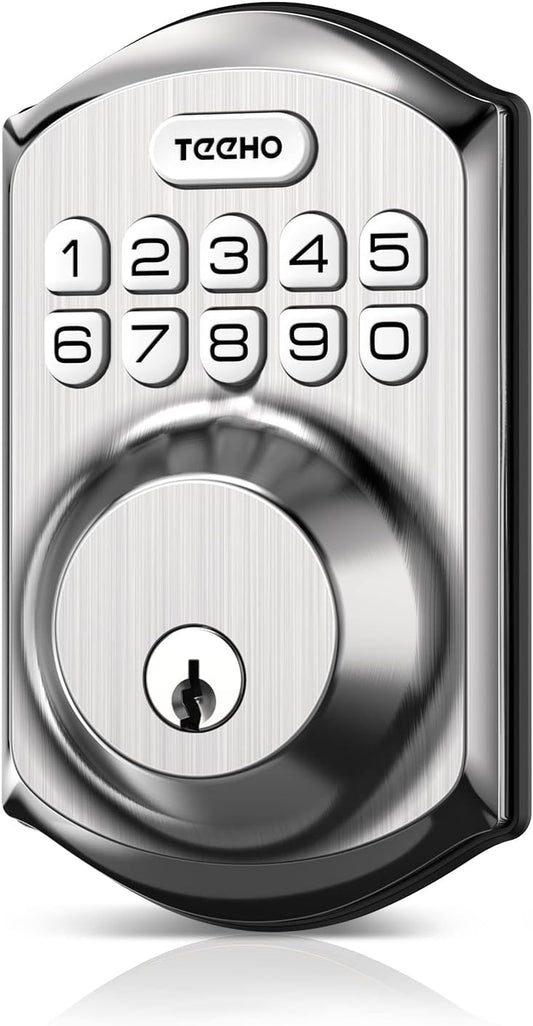 Smart Keyless Entry Door Lock with Keypad - Satin Nickel Deadbolt with Auto Lock & Easy Installation - Includes 2 Keys