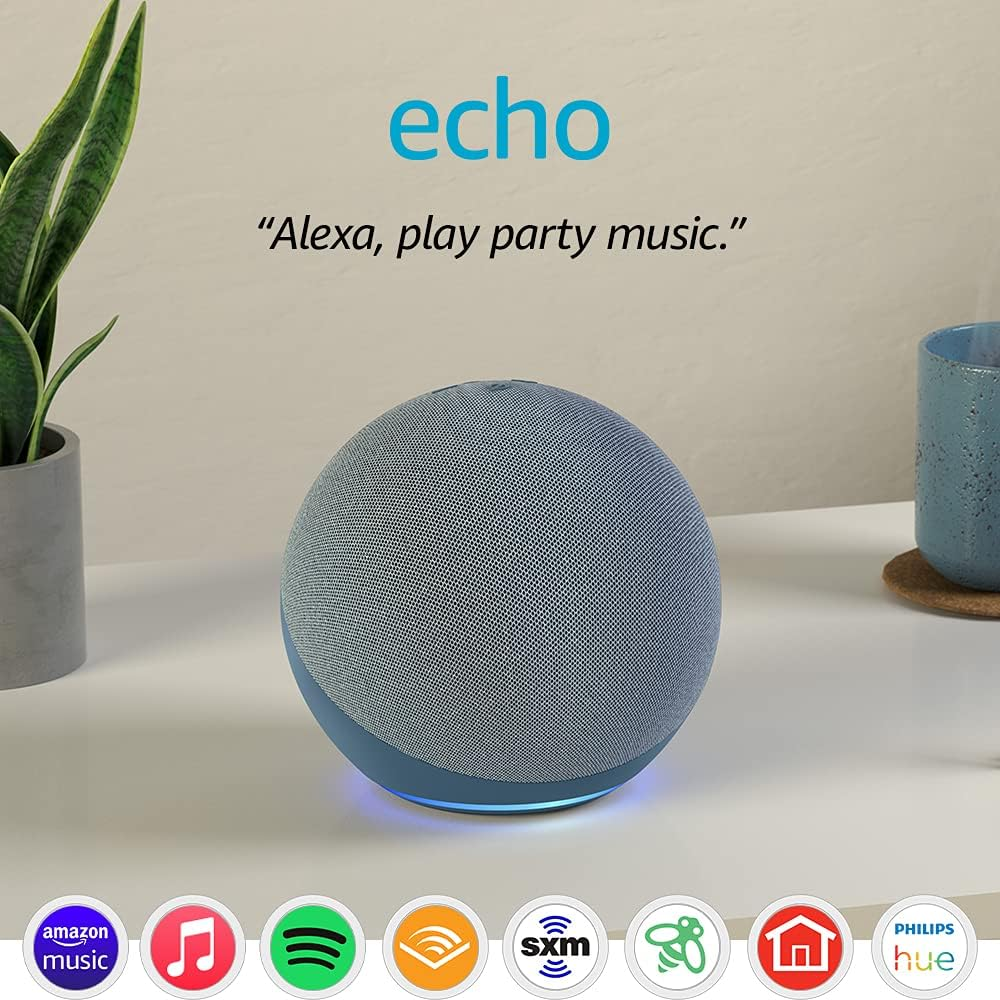 Echo (Latest Model) Alexa Speaker with Superior Sound Quality, Perfect for Spacious Bedrooms, Living Rooms, and Kitchens, Charcoal Finish