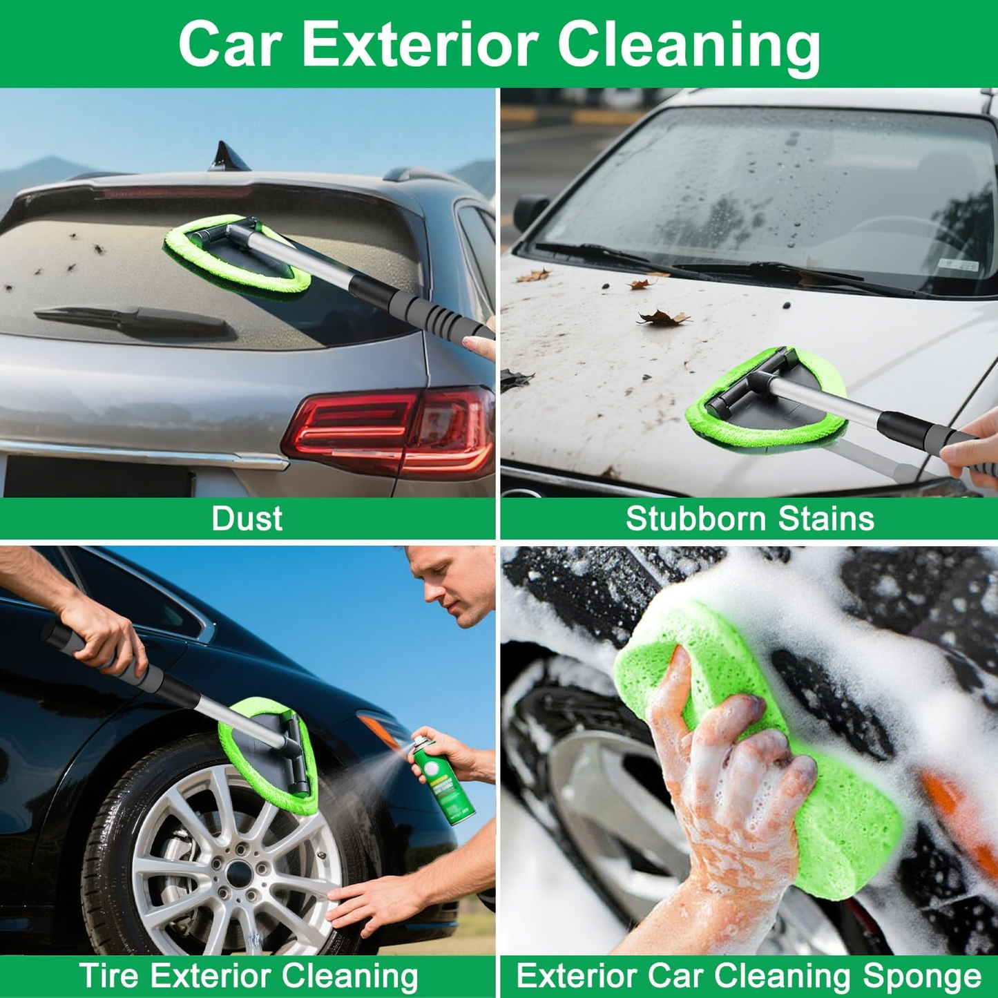 Ultimate Windshield Cleaner Tool – Upgrade Your Car and Home Cleaning with Large Head, Extendable Handle & 4 Microfiber Pads for a Spotless Shine!