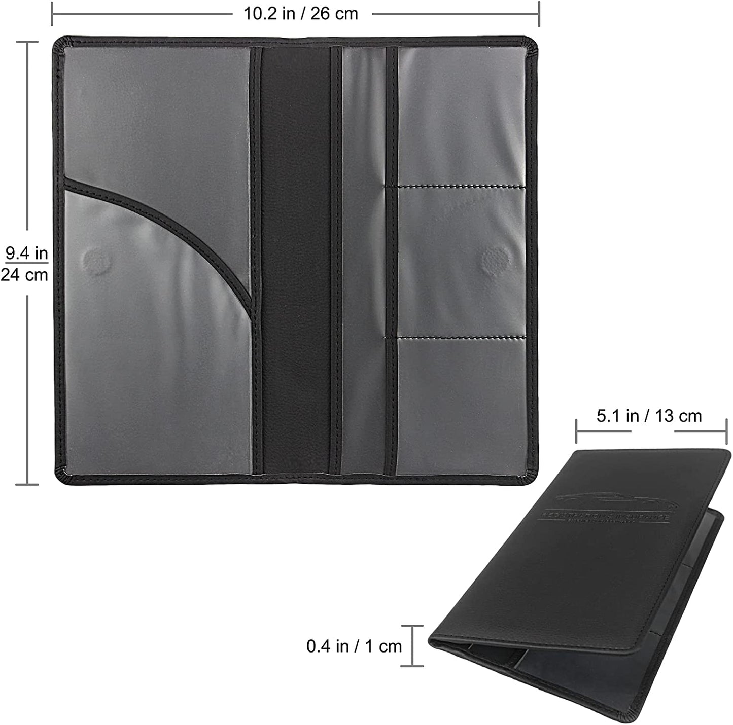 Premium Magnetic Car Registration & Insurance Card Holder - Stylish Glove Box Organizer for Documents, Cards, and License (Black)