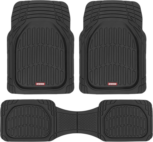Heavy Duty Black Rubber Floor Mats - MT-923-BK Flextough Contour Liners for Cars, SUVs, Trucks & Vans - All Weather Protection, Universal Fit
