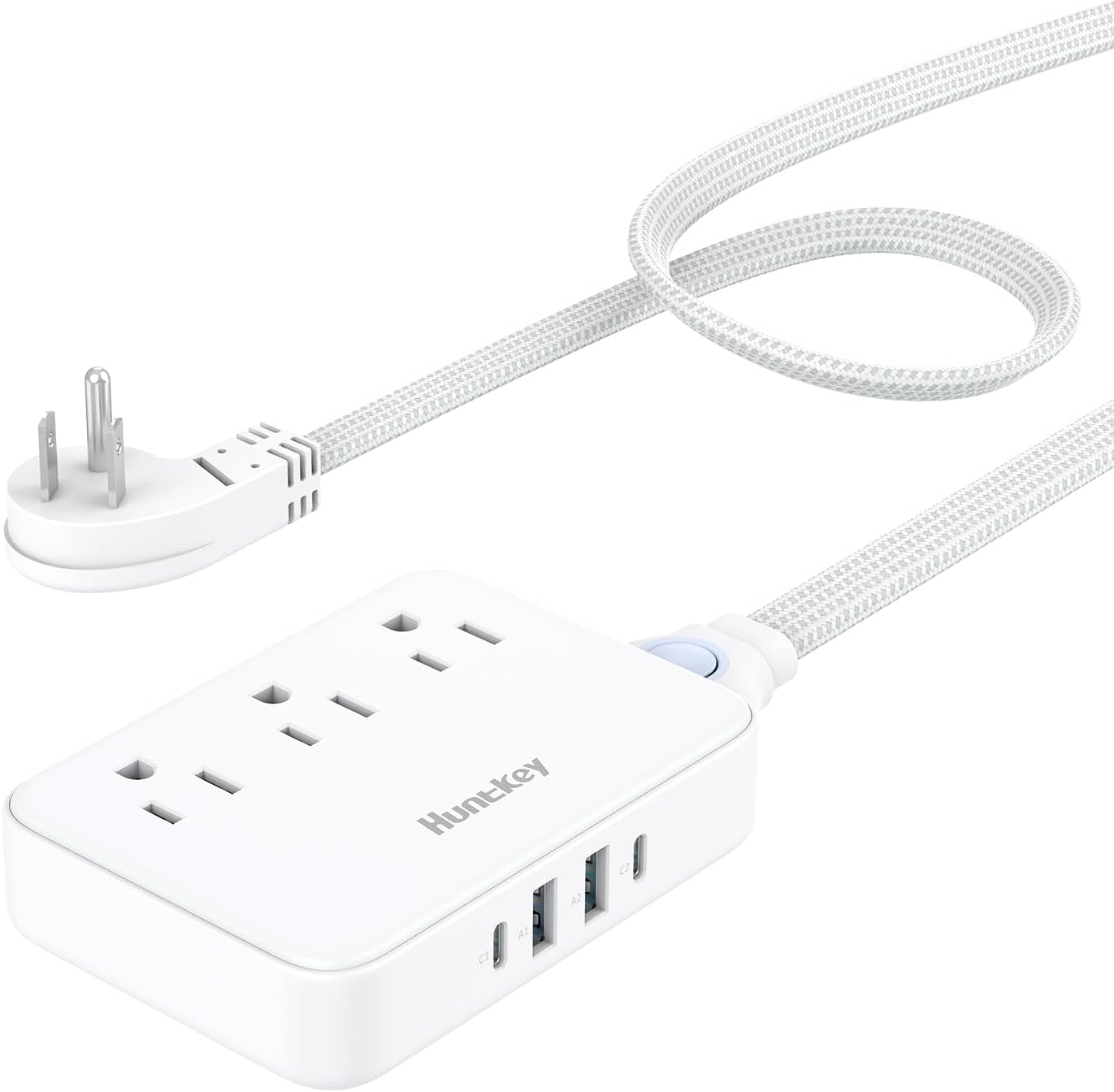 Professional Power Strip with Detachable Cord (4FT), 3 Non-Surge Outlets for Travel and Cruise, 4 USB Ports (2 USB-C, 2 USB-A), ETL Certified