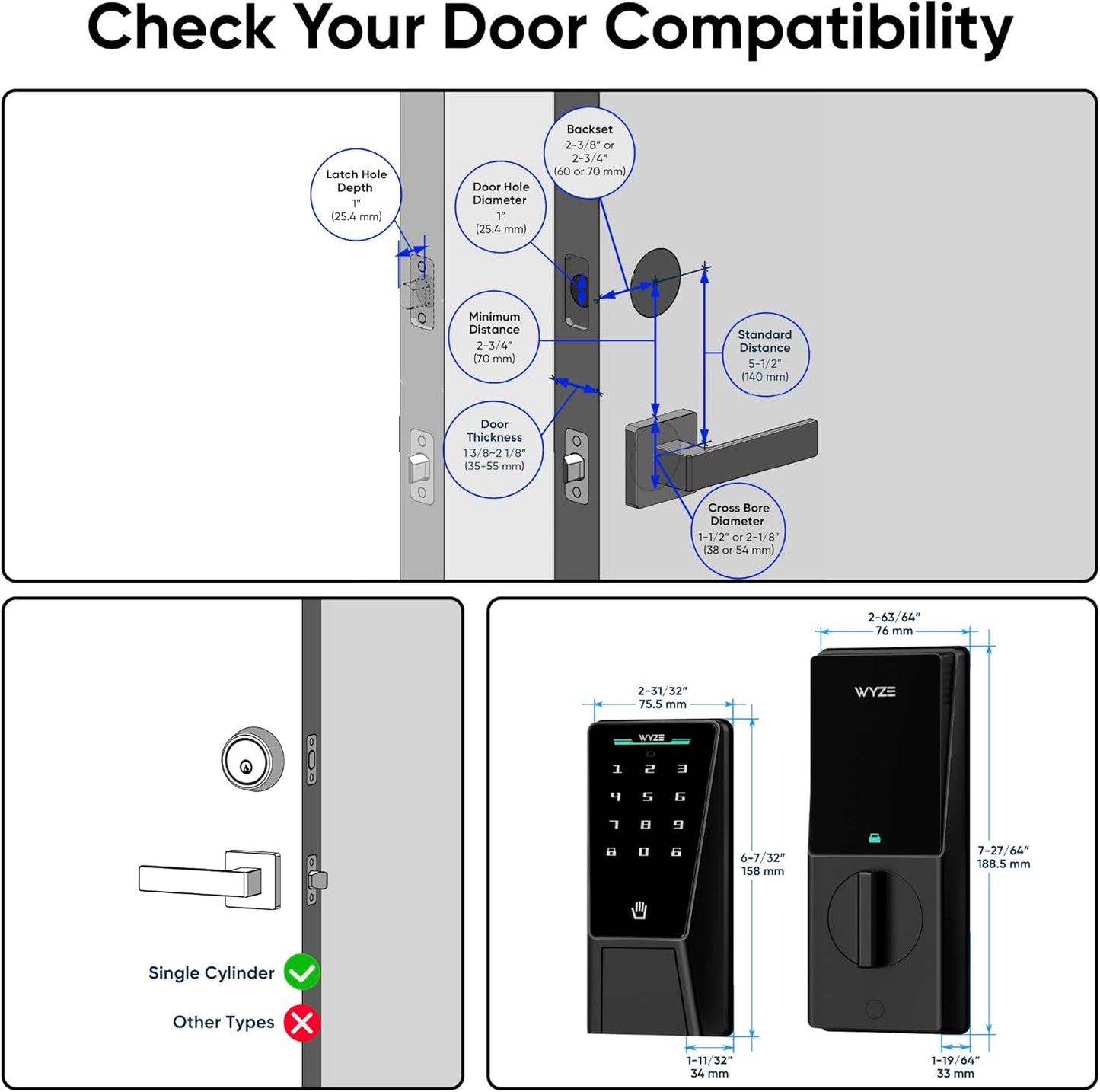 Smart Palm Lock - Keyless Entry Door Lock with Advanced Palm Vein Recognition, Wi-Fi, Alexa & Google Compatibility, Auto Lock, Dual Battery, and Mechanical Key