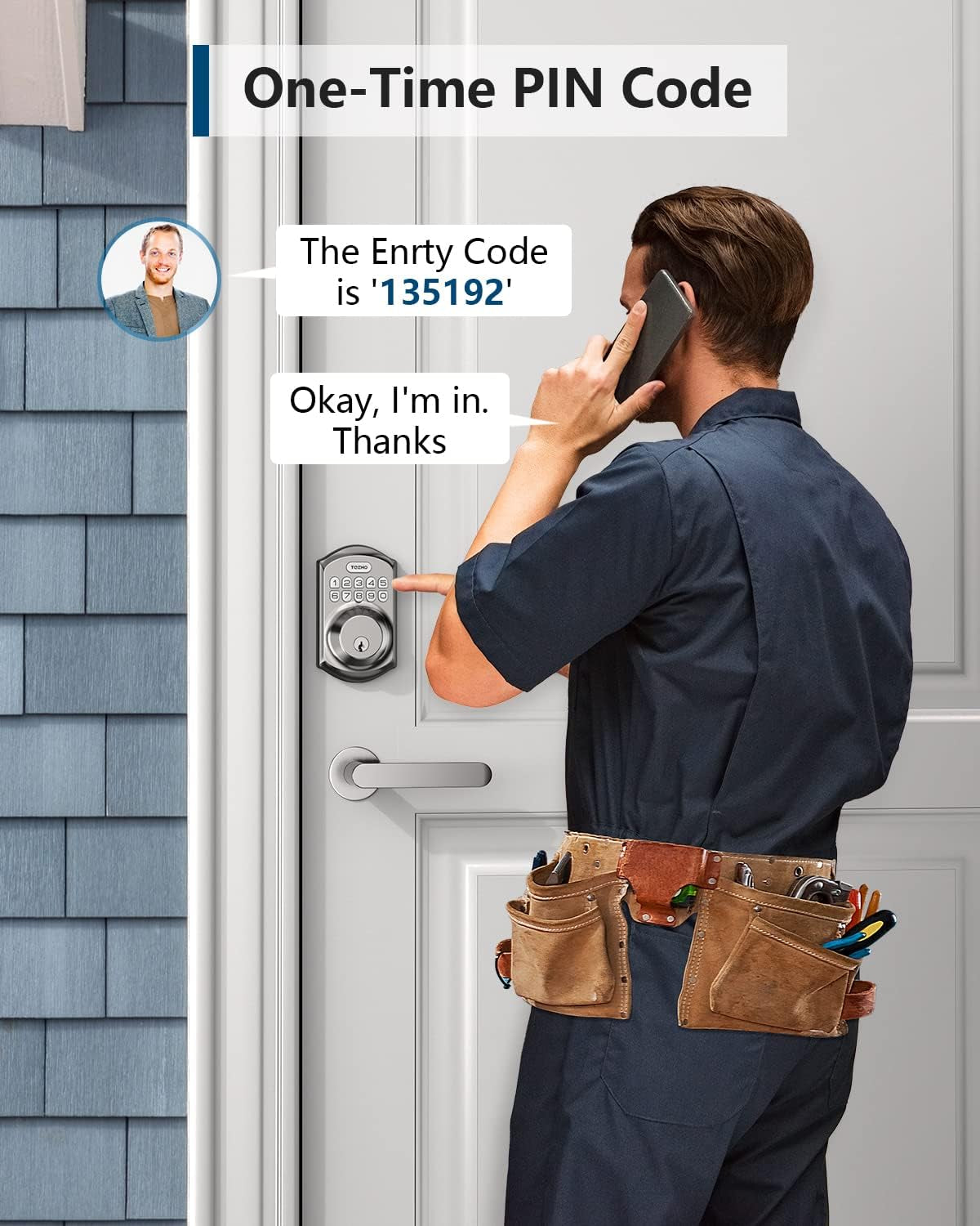 Smart Keyless Entry Door Lock with Keypad - Satin Nickel Deadbolt with Auto Lock & Easy Installation - Includes 2 Keys
