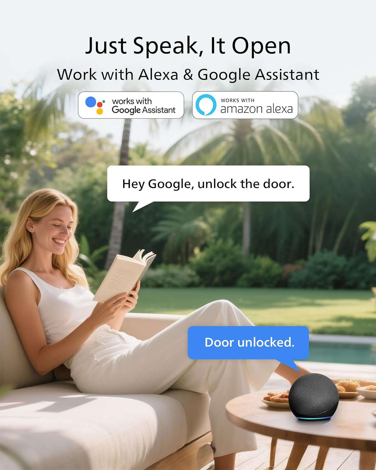 Smart Wifi Deadbolt Lock with Handle - Keyless Entry System Featuring App, Voice, Fingerprint, Passcode, and Key Unlock Options, Backlit Keypad, Remote Control, and Auto-Lock Functionality