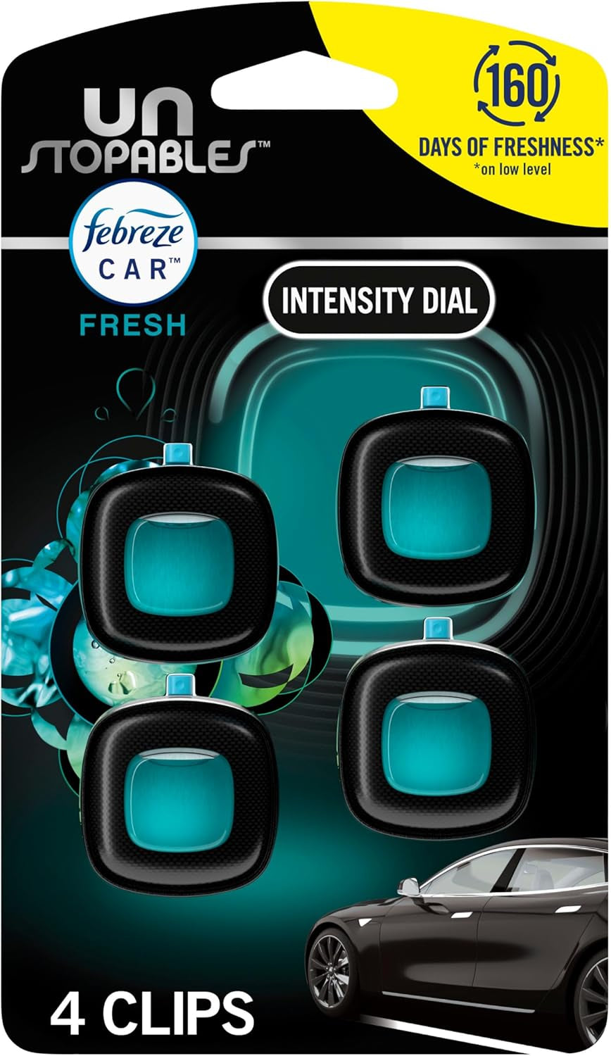 Unstopables Car Freshener Vent Clip - Fresh Scent, 4 Pack - Odor-Fighting Air Fresheners for Your Vehicle