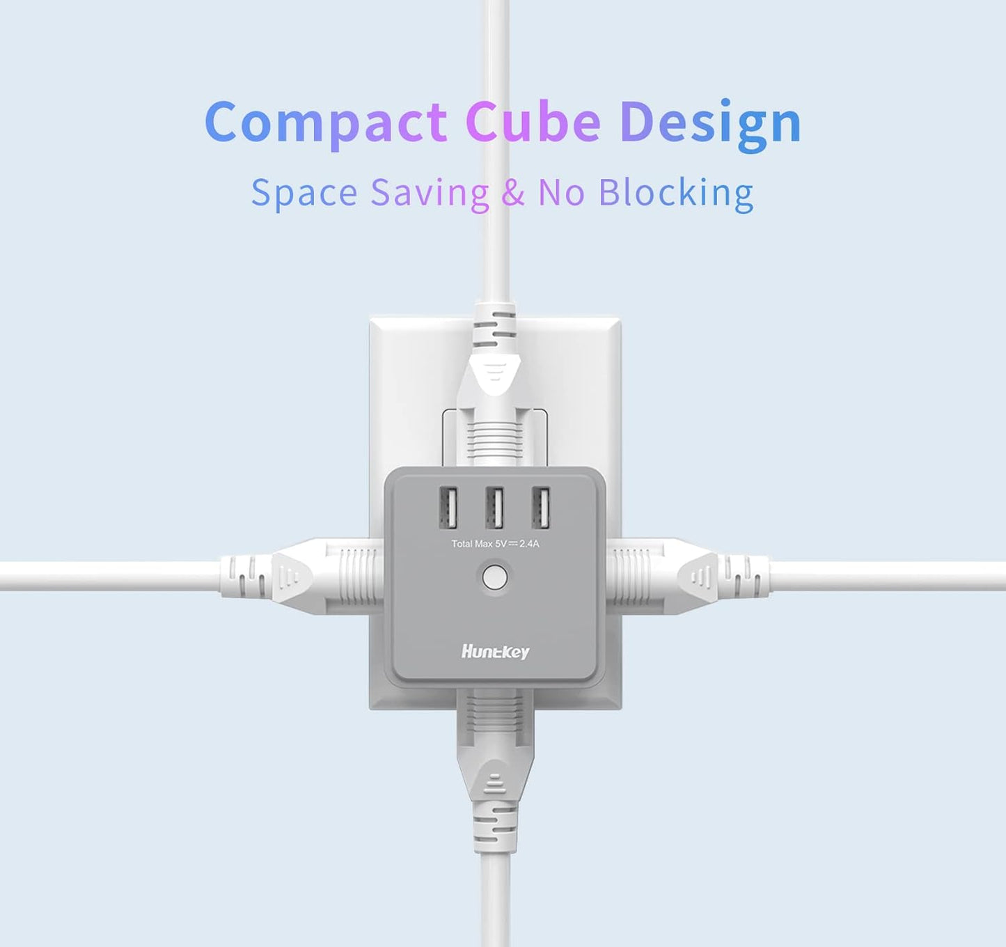 Multi-Outlet Wall Adapter with USB Charging Ports - 4 AC Outlets and 3 USB Ports for Home, Office, and Travel