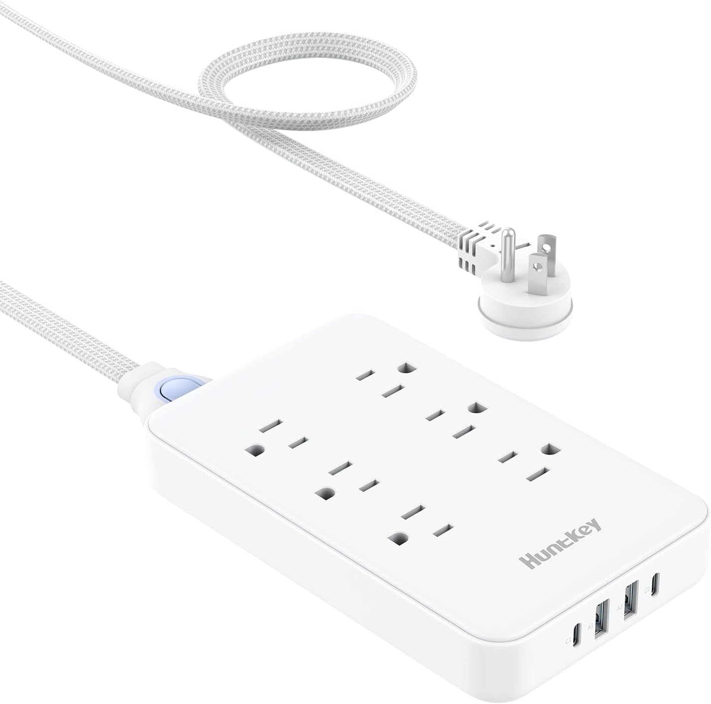 Professional Power Strip with Detachable Cord (4FT), 3 Non-Surge Outlets for Travel and Cruise, 4 USB Ports (2 USB-C, 2 USB-A), ETL Certified