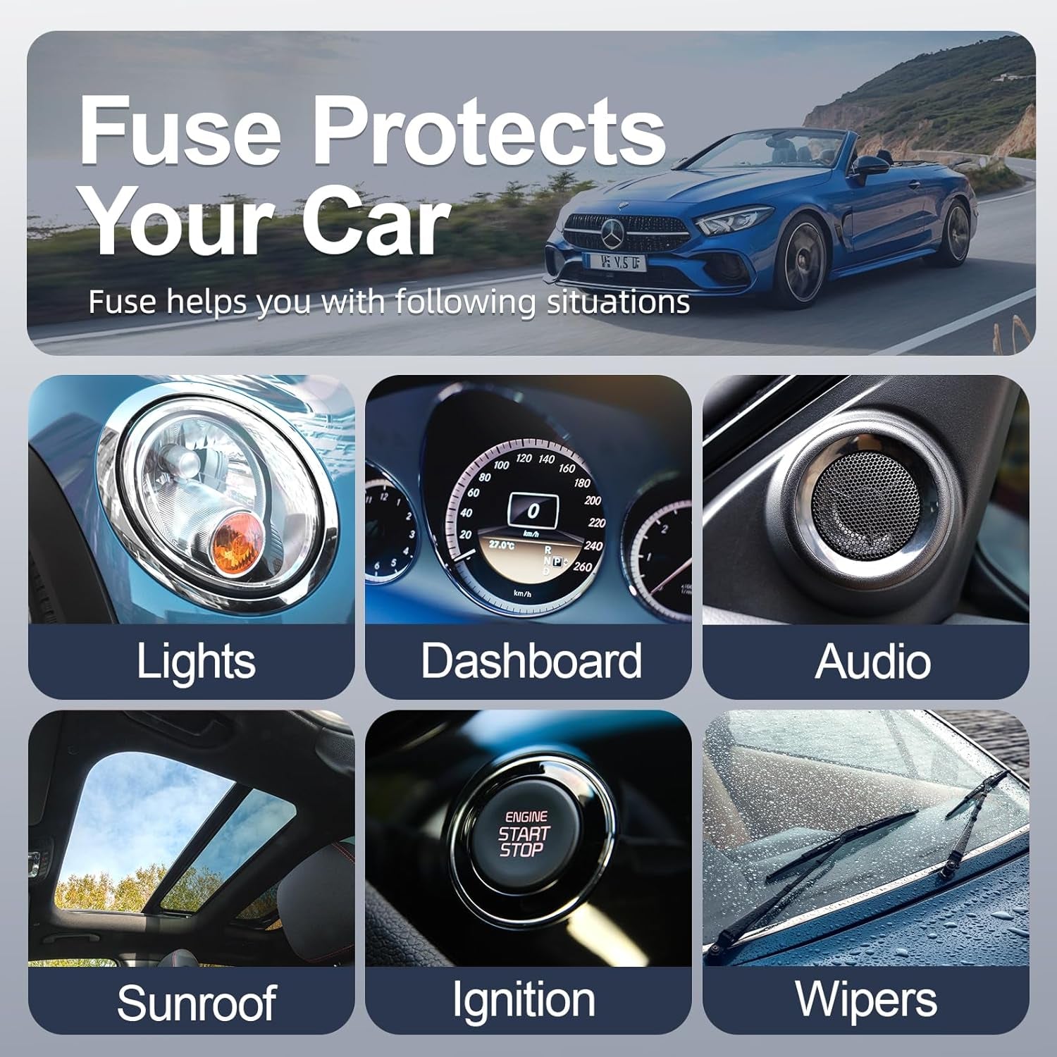 Ultimate 300-Piece Car Fuse Assortment Kit - 160 Mini, 90 Standard, 50 Micro Fuses with Puller – Perfect for RVs, Campers, Boats, and Trucks (2A to 40A)