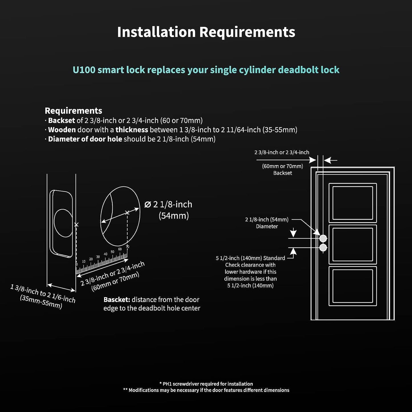 Smart Lock U100 - Keyless Fingerprint Entry with Touchscreen, Bluetooth, and Smart Home Integration - Weatherproof Electronic Deadbolt in Gray