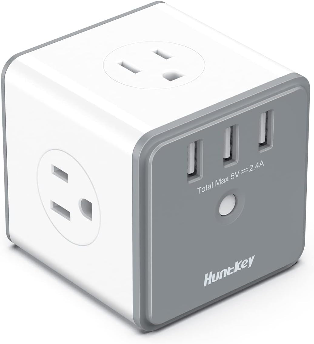 Multi-Outlet Wall Adapter with USB Charging Ports - 4 AC Outlets and 3 USB Ports for Home, Office, and Travel