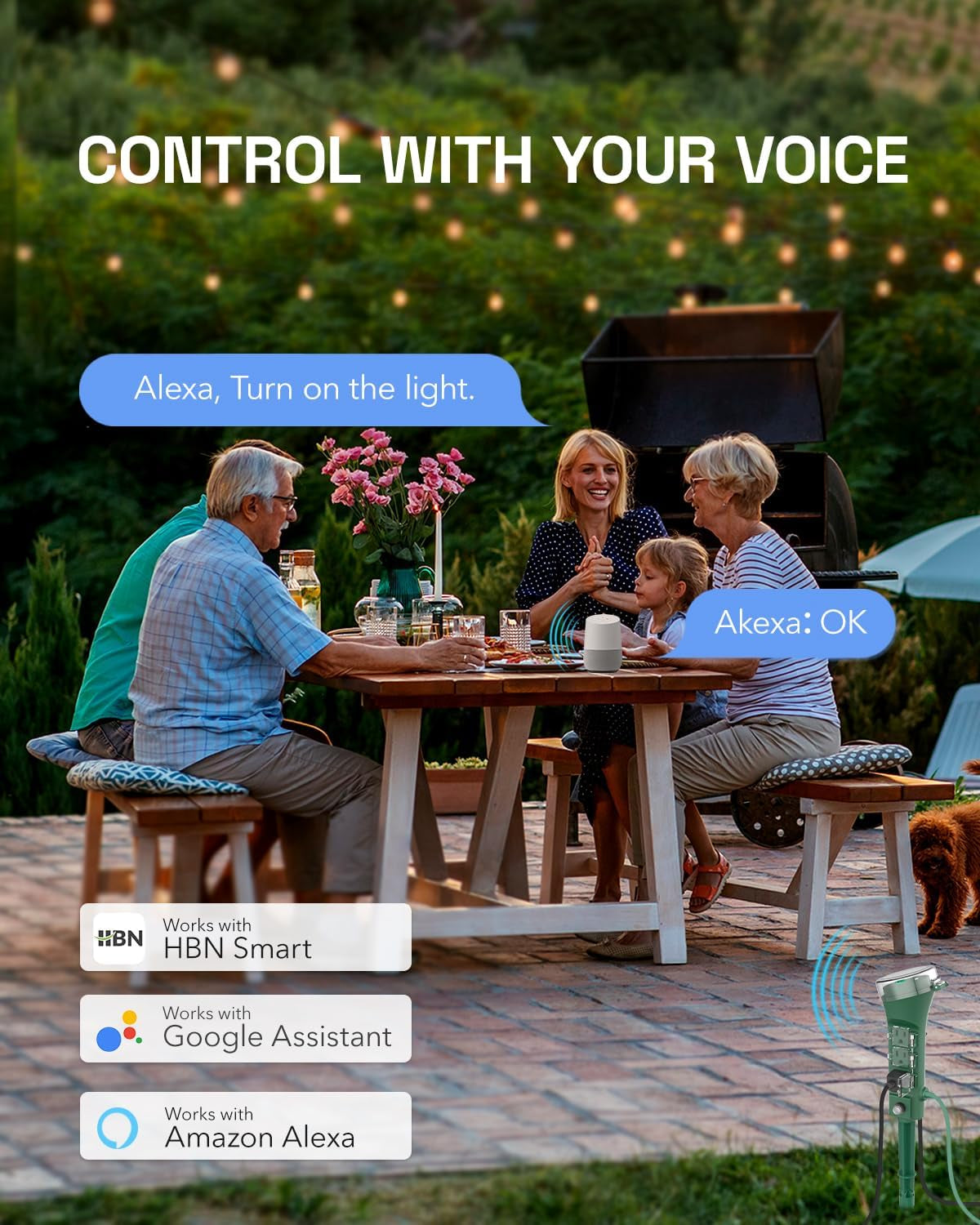 Ultimate Outdoor Smart Plug - Waterproof WiFi Outlet Timer with 6 Grounded Outlets, Remote & Voice Control, Compatible with Alexa & Google Assistant, No Hub Needed