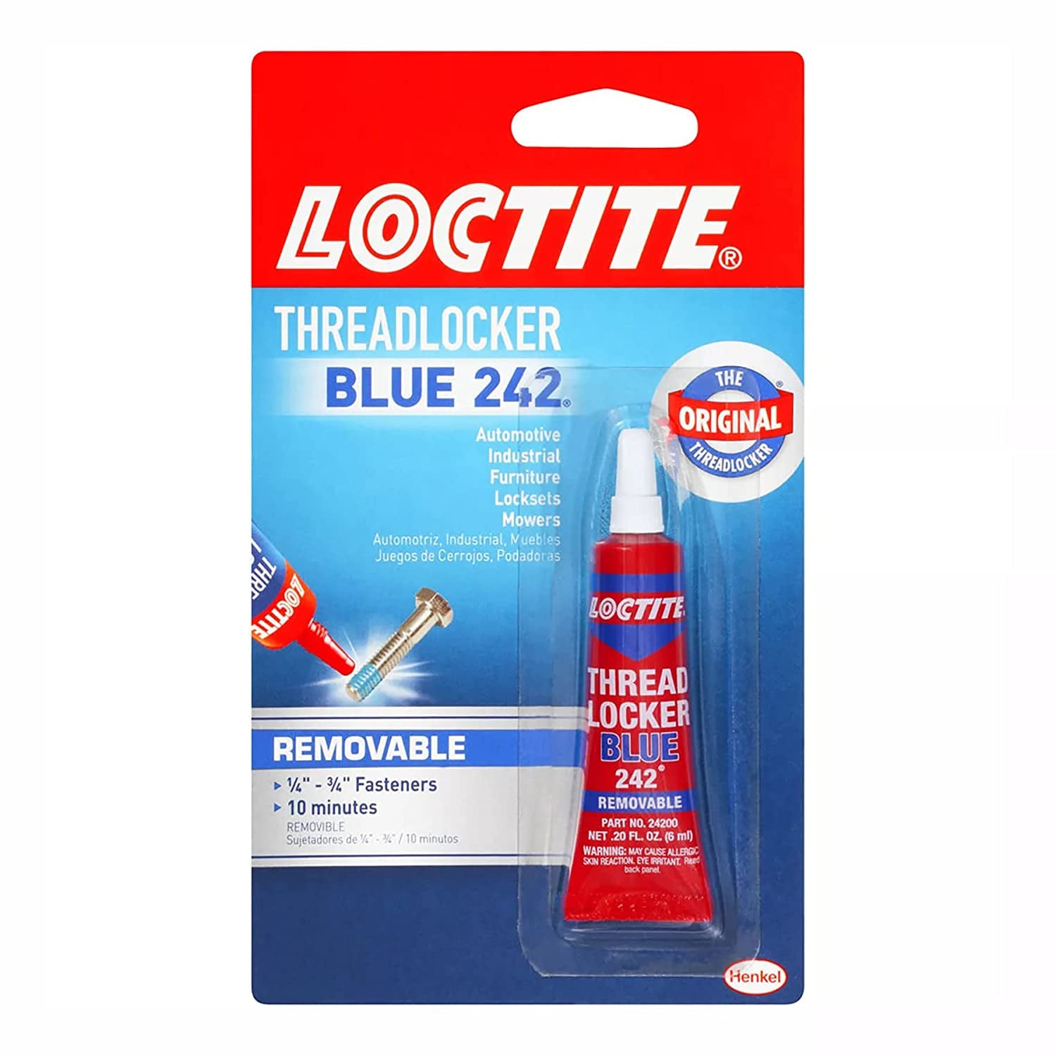 Threadlocker Blue 242 - Medium Strength Removable Adhesive for Nuts, Bolts & Fasteners - 6ml Pack to Prevent Loosening & Corrosion