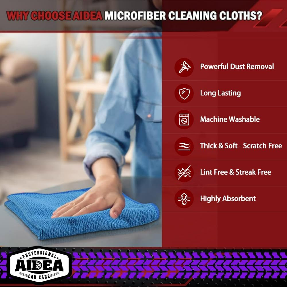 Premium Microfiber Cleaning Cloths - 50 Pack, 12"x12" Absorbent Towels for Cars, Home, Kitchen & Windows - Perfect for Dusting & Cleaning Supplies