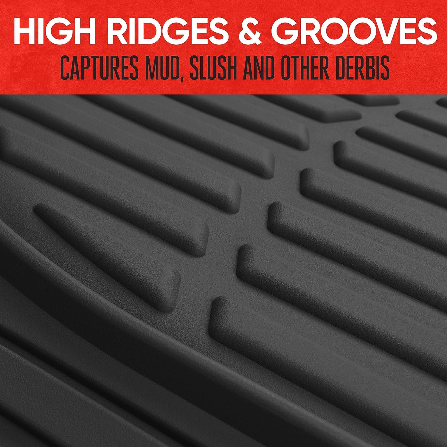 Heavy Duty Black Rubber Floor Mats - MT-923-BK Flextough Contour Liners for Cars, SUVs, Trucks & Vans - All Weather Protection, Universal Fit