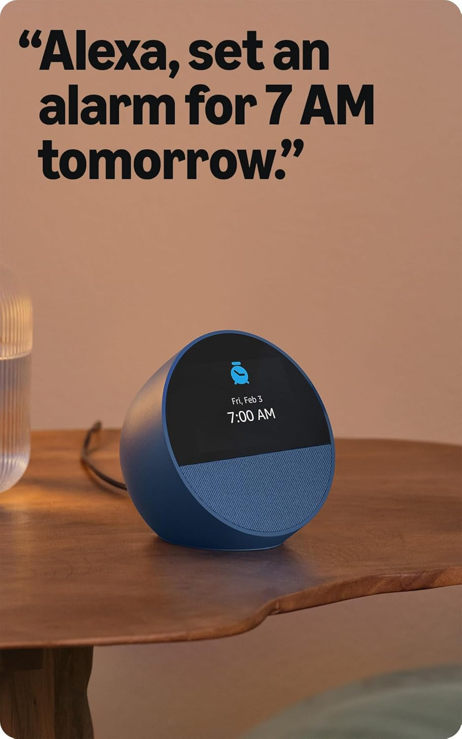 Echo Spot Smart Alarm Clock with Alexa - Ideal for Nightstands, Offices, and Kitchens, Black