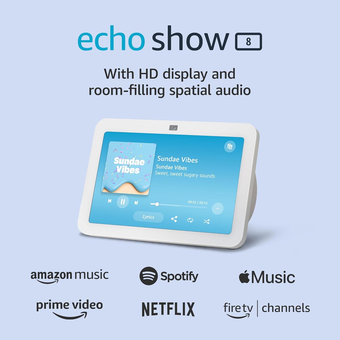Echo Show 8 with Spatial Audio and Smart Home Hub, Perfect for Open Living Spaces, Featuring Alexa, Charcoal